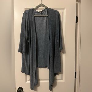 CJ BANKS BLUE HEATHERED DRAPE CARDIGAN SIZE 2X